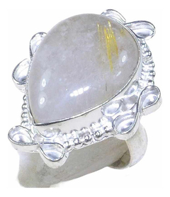 Anel De Prata 925 Com Quartzo Rutilo De Ouro Natural!!