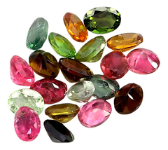 6ct Lote Com 20pçs De Turmalinas Coloridas Ovais Naturais