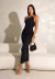 VESTIDO MIDI OMBRO SO DRAPEADO ARGOLA MARIA GUEIXA