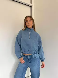 Buzo denim medio cierre Zoe