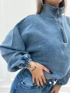 Buzo denim medio cierre Zoe - tienda online