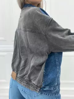 Campera de jean combinada con algodon rustico - comprar online