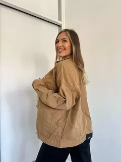Campera de gabardina Oversize con roturas - tienda online
