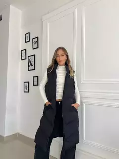 Chaleco puffer largo con capucha - tienda online