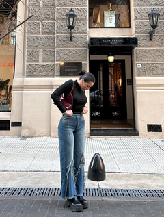Wide leg jean bordado triangulo - comprar online