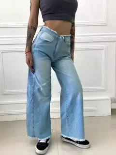 Wide leg jean Rebecca efecto cintura desflecada - EDDE STORE