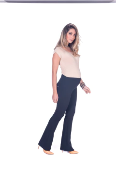 Calça gestante scuba flare petróleo - Lirio Gestante | Roupas para Grávidas