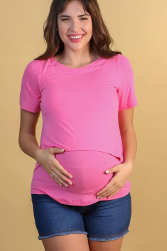 Blusa gestante frente dupla amamentação rose - comprar online