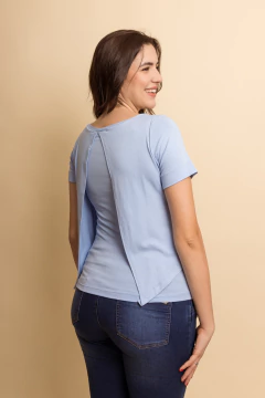 Blusa gestante frente dupla amamentação azul marinho - Lirio Gestante | Roupas para Grávidas