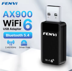 ADAPTADOR USB FENVI AX900 BLUETOOTH 5.4, WIFI 6 MINI USB DONGLE 5G/2.4G BANDA DUPLA WIFI6 PLACA DE REDE RECEPTOR SEM FI
