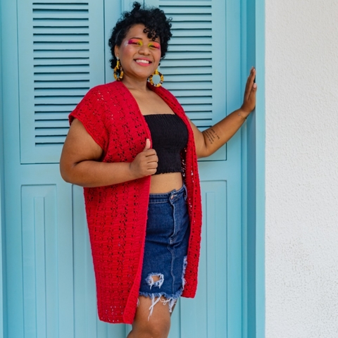 Quimono em Crochê Vermelho