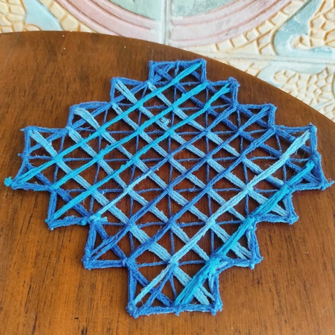 Porta Copo Palácio em Renda Filé - Tons de Azul na internet