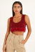 Cropped Malha de Tricô Vermelho