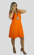 Vestido com Recortes de Malha Laranja Tamanho M
