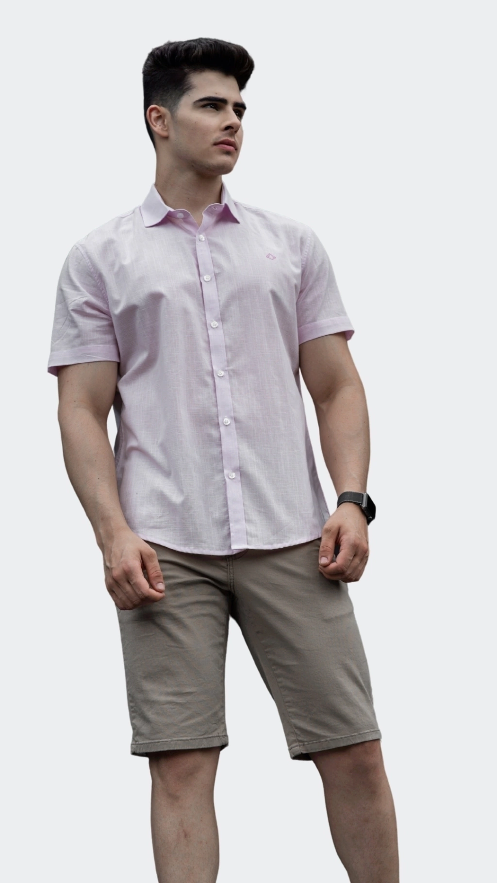 Camisa Masculina Casual Rosa