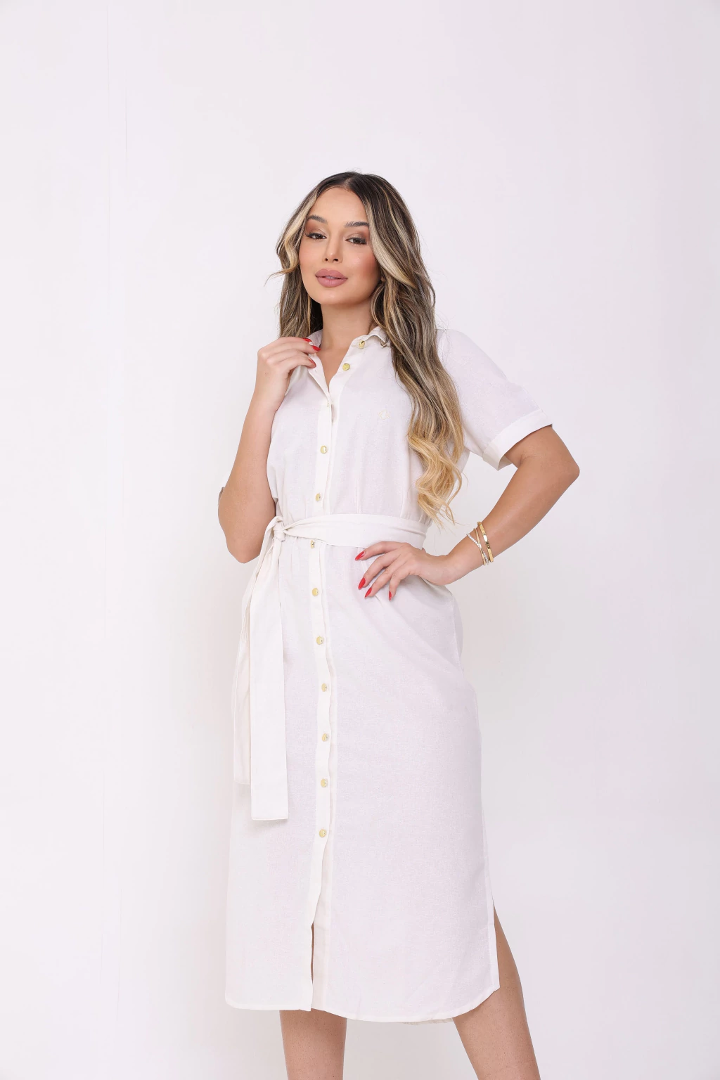 Vestido Feminino Chemise Linho Lasting Off