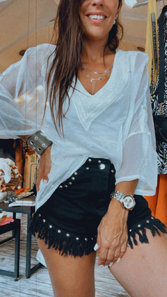 Camisola de gasa con etiqueta - blanca