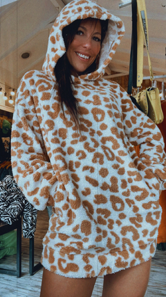 Buzo peluche - print beige