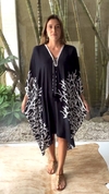 Kaftan Coral Preto e Branco Curto