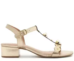 ANACAPRI Sandália Salto Bloco Minimal Doots Dourada - comprar online