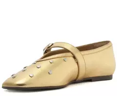 ANACAPRI Sapatilha Tira Única Tachas Dourada - Morena Shoes