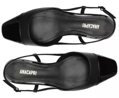 ANACAPRI Sapatilha Slingback Salto Bloco Ponta Verniz Preta - Morena Shoes