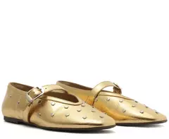 ANACAPRI Sapatilha Tira Única Tachas Dourada - comprar online