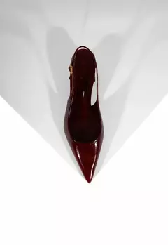 SCHUTZ Scarpin Slingback Rhonda Mid Verniz Vermelho - Morena Shoes