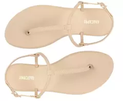 ANACAPRI Sandália Slim Monocolor Bege - Morena Shoes