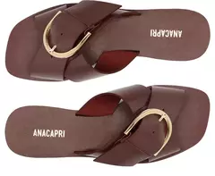 ANACAPRI Rasteira Tiras Cruzadas Fivela Couro Roxa - Morena Shoes
