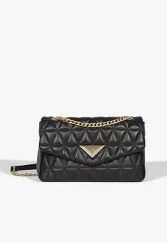SCHUTZ Bolsa Grande Tiracolo 944 Matelassê Couro Preta