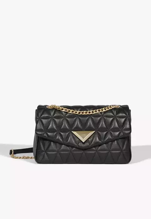 SCHUTZ Bolsa Grande Tiracolo 944 Matelassê Couro Preta