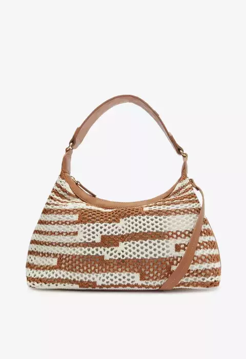 SCHUTZ BOLSA TIRACOLO MÉDIA POLLY TRICÔ MARROM