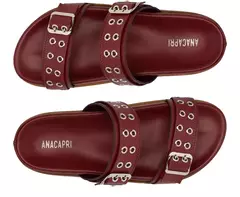 ANACAPRI Papete Tira Dupla Fivelas Vermelha - Morena Shoes
