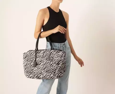 ANACAPRI Bolsa Shopping Grande Nylon Fluffy Animal Print