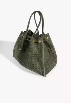 SCHUTZ Bolsa Tote Maxi Rebecca Camurça Verde - comprar online