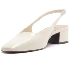 ANACAPRI Sapatilha Salto Bloco Slingback Ponta Quadrada Branca - Morena Shoes