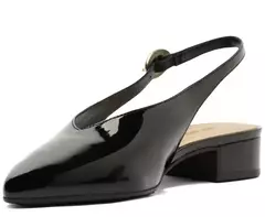 ANACAPRI Sapatilha Slingback Salto Bloco Verniz Preta - Morena Shoes