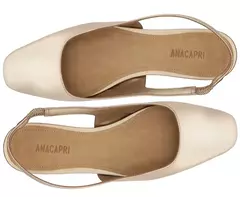 ANACAPRI Sapatilha Salto Bloco Slingback Ponta Quadrada Dourada