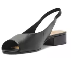 ANACAPRI Sapatilha Slingback Peep Toe Preta - Morena Shoes