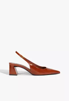 SCHUTZ Scarpin Slingback Rhonda Mid Verniz Marrom