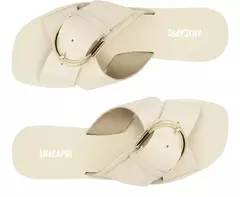 ANACAPRI Rasteira Tiras Cruzadas Fivela Couro Branca - Morena Shoes