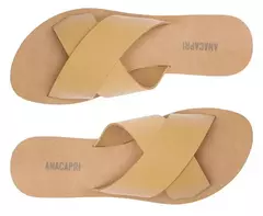 ANACAPRI Rasteira Tiras Cruzadas Couro Bege - Morena Shoes
