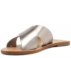 ANACAPRI Rasteira Tiras Cruzadas Couro Prata Velho - Morena Shoes