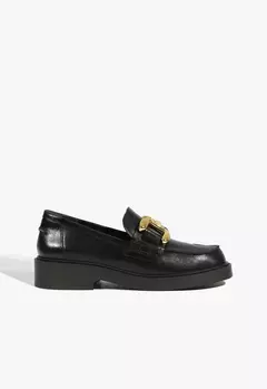 SCHUTZ Loafer Dylan Chain Couro Preto