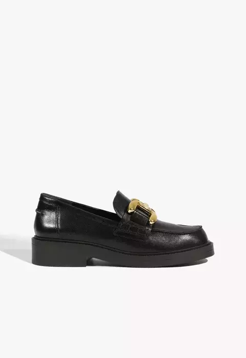 SCHUTZ Loafer Dylan Chain Couro Preto