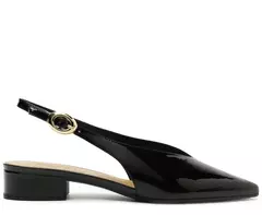 ANACAPRI Sapatilha Slingback Salto Bloco Verniz Preta