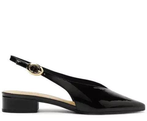 ANACAPRI Sapatilha Slingback Salto Bloco Verniz Preta