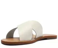 ANACAPRI Rasteira Tiras Cruzadas Couro Branca - Morena Shoes