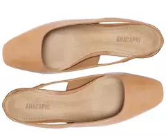 ANACAPRI Sapatilha Salto Bloco Slingback Ponta Quadrada Bege na internet